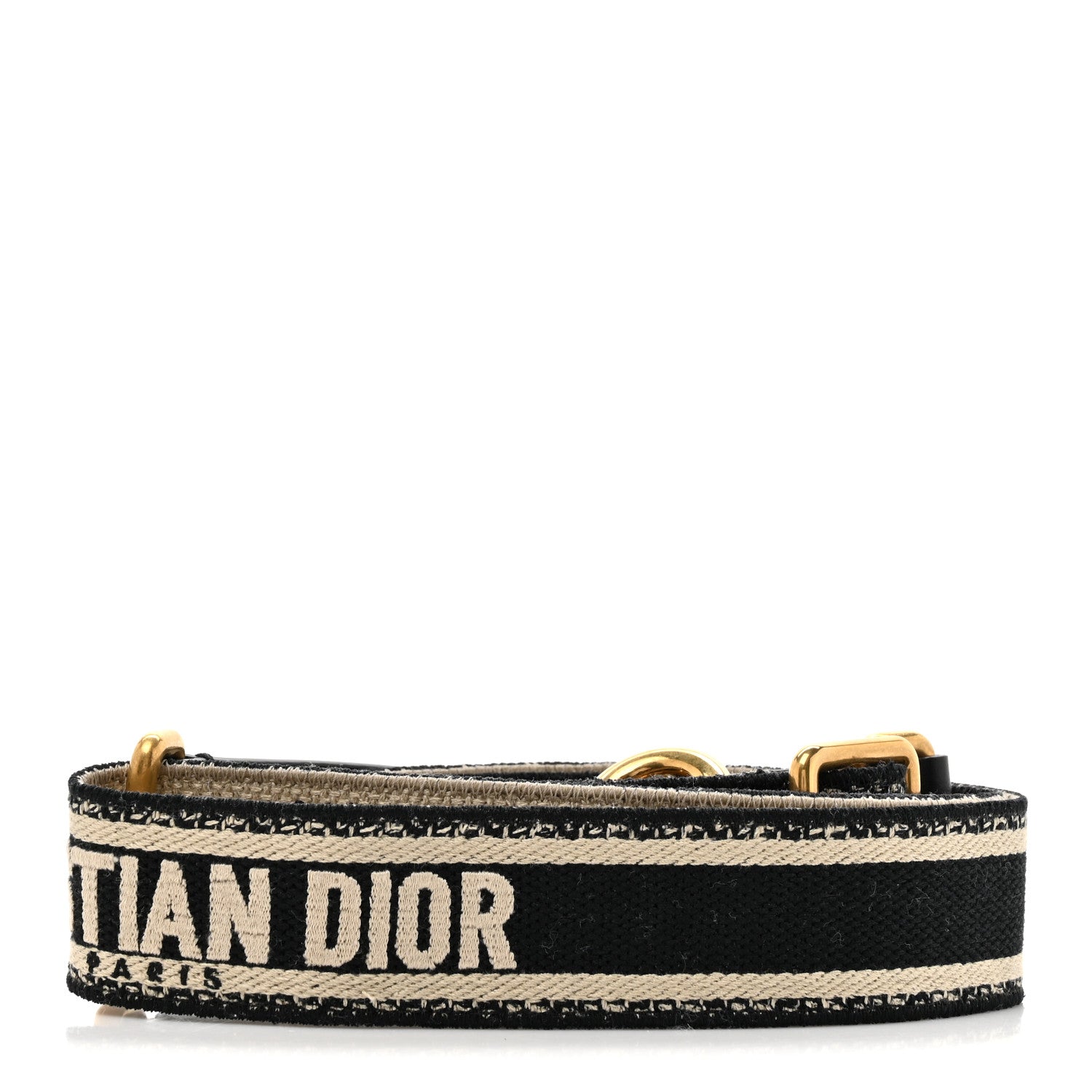 Christian Dior Canvas Embroidered Shoulder Strap Black 2 of 4