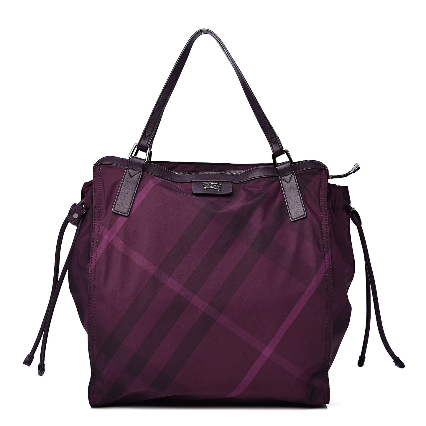 Nylon Check Small Buckleigh Packable Tote Purple