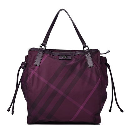 Burberry Nylon Check Small Buckleigh Packable Tote Purple 1 of 18