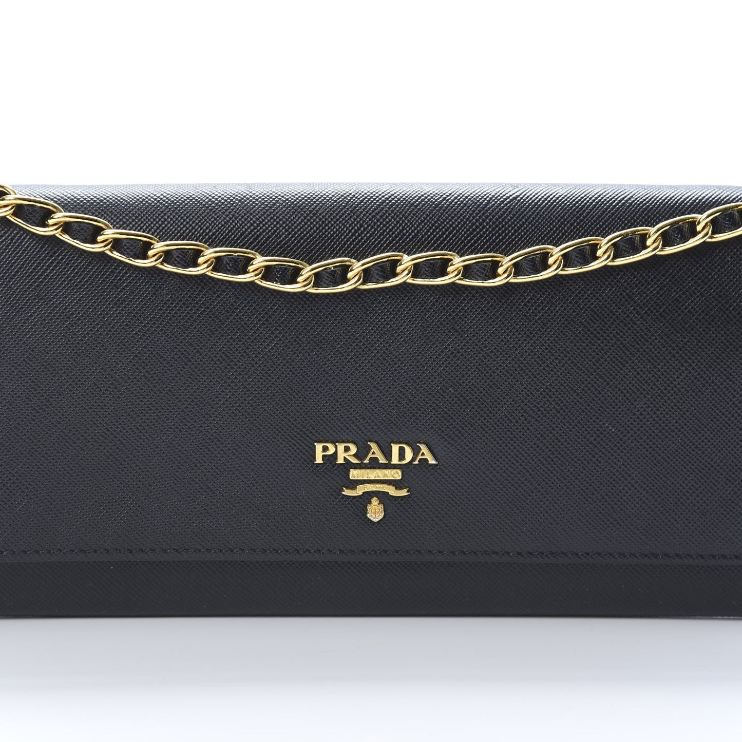 Saffiano Metal Oro Chain Wallet Black