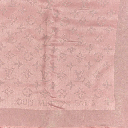 Louis Vuitton Silk Lurex Wool Monogram Shine Shawl Rose Velours 3 of 4