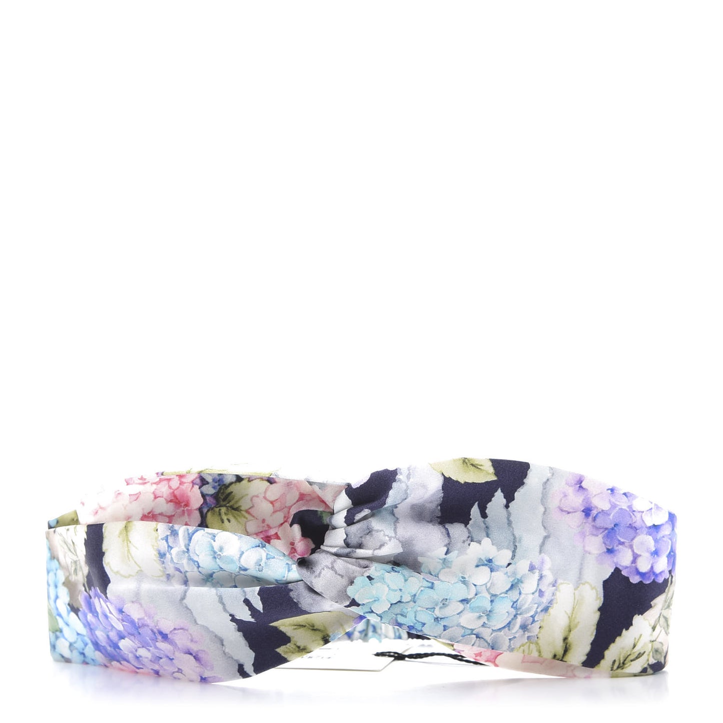 Silk Blooms Print Duchesse Headband Aqua Blue Black