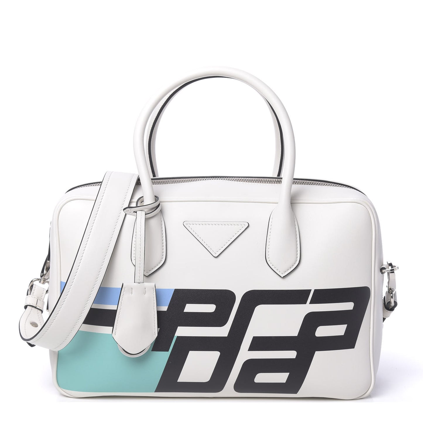 City Calfskin Racing Logo Bowler White Black