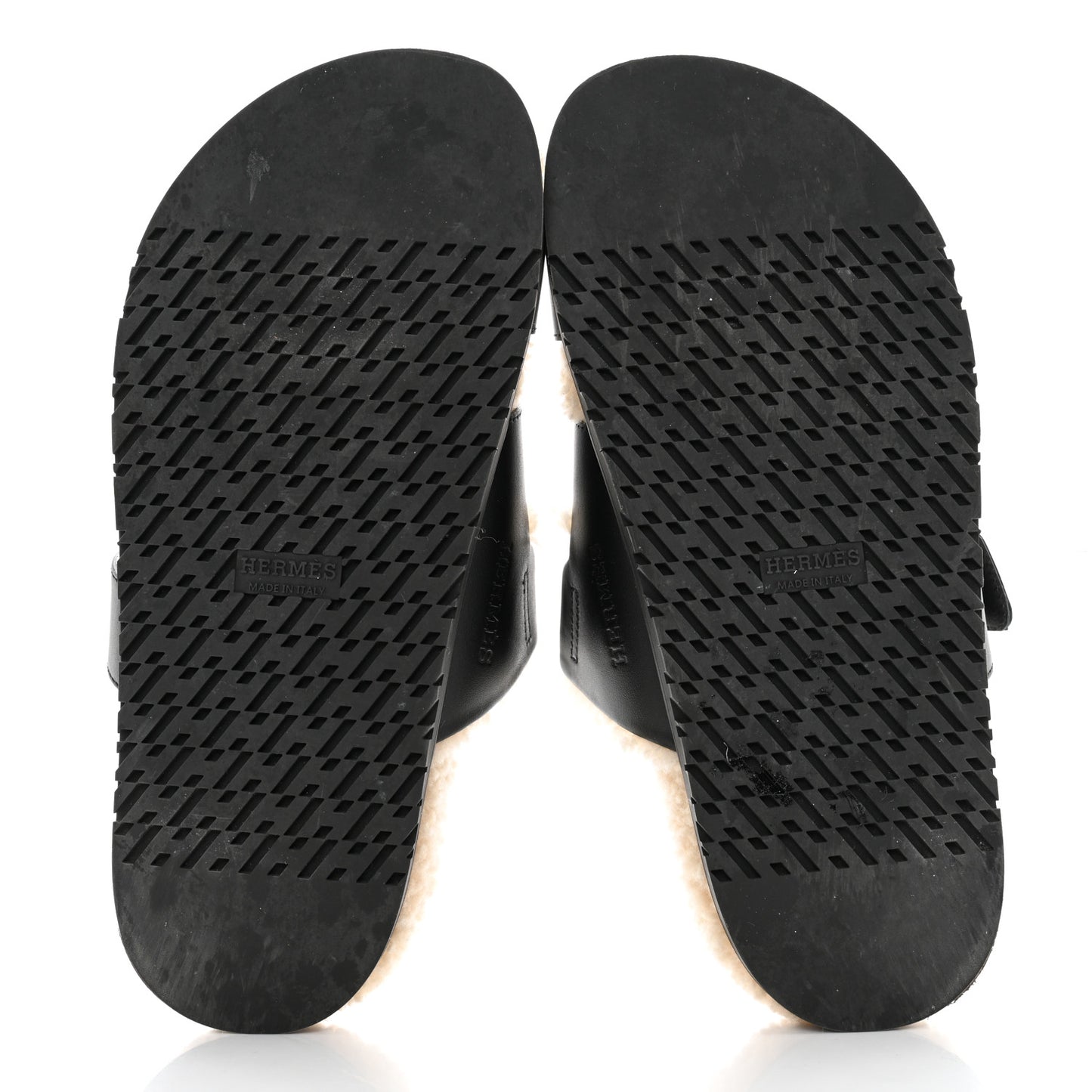 Calfskin Woolskin Womens Chypre Sandals 37.5 Black Ecru