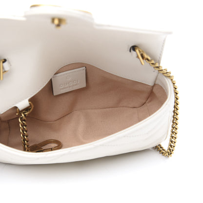 Gucci Calfskin Matelasse Super Mini GG Marmont Shoulder Bag White 4 of 10