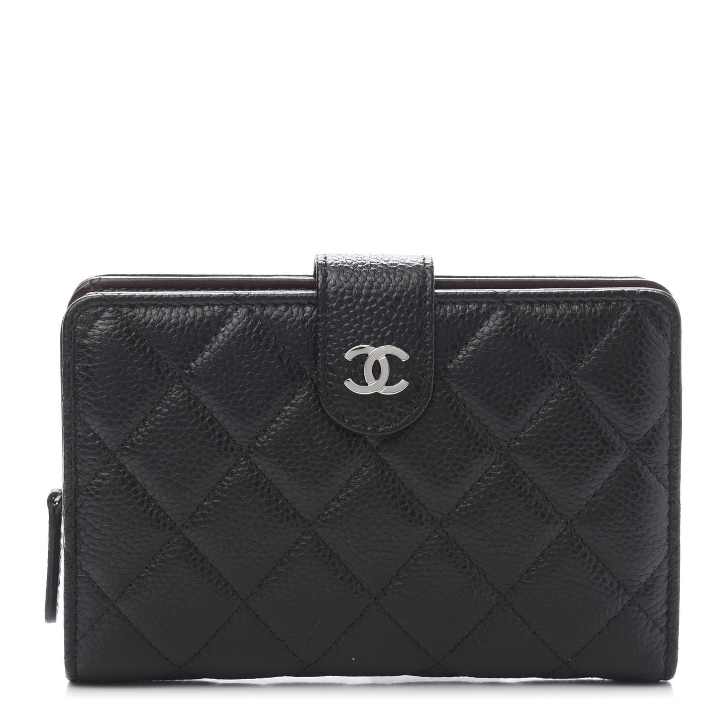 Caviar Quilted Zipped Pocket Wallet Black