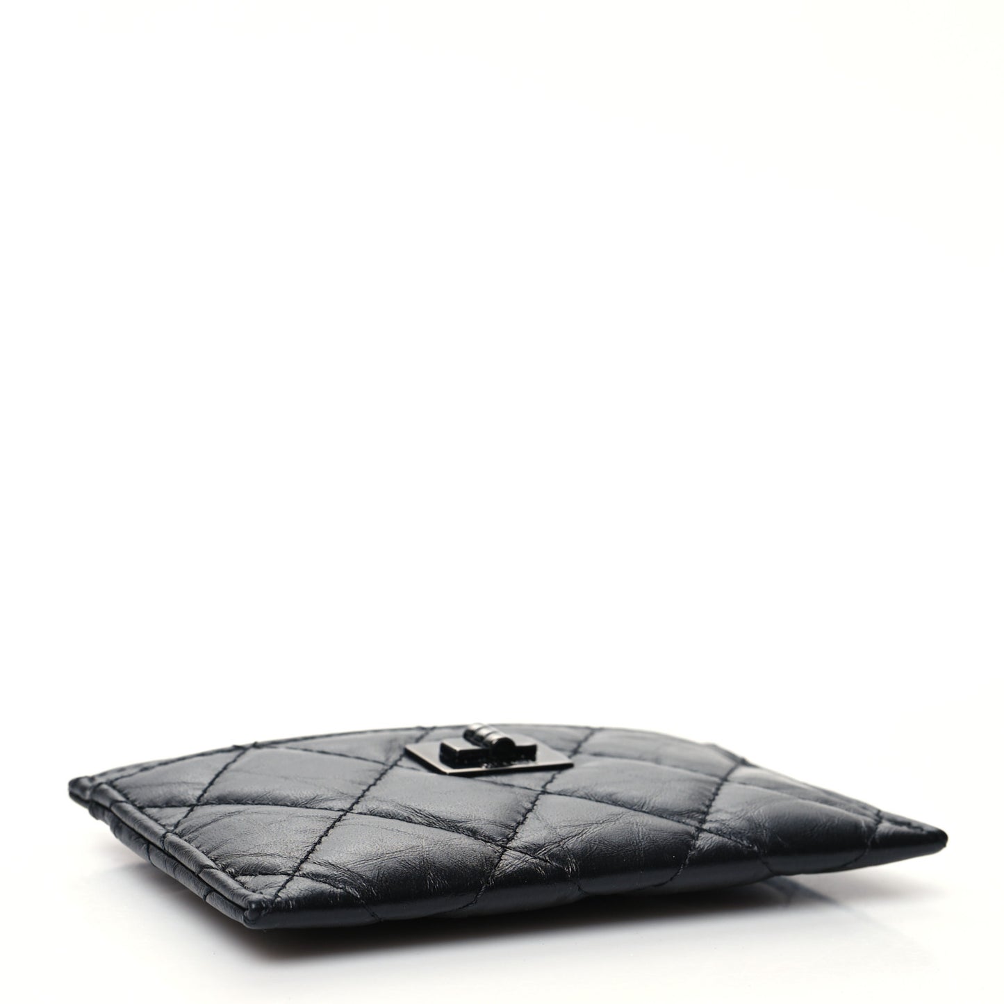 Aged Calfskin Quilted Reissue Card Holder Black