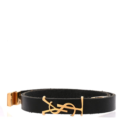 Saint Laurent Calfskin Opyum Double Wrap Bracelet Black 1 of 4