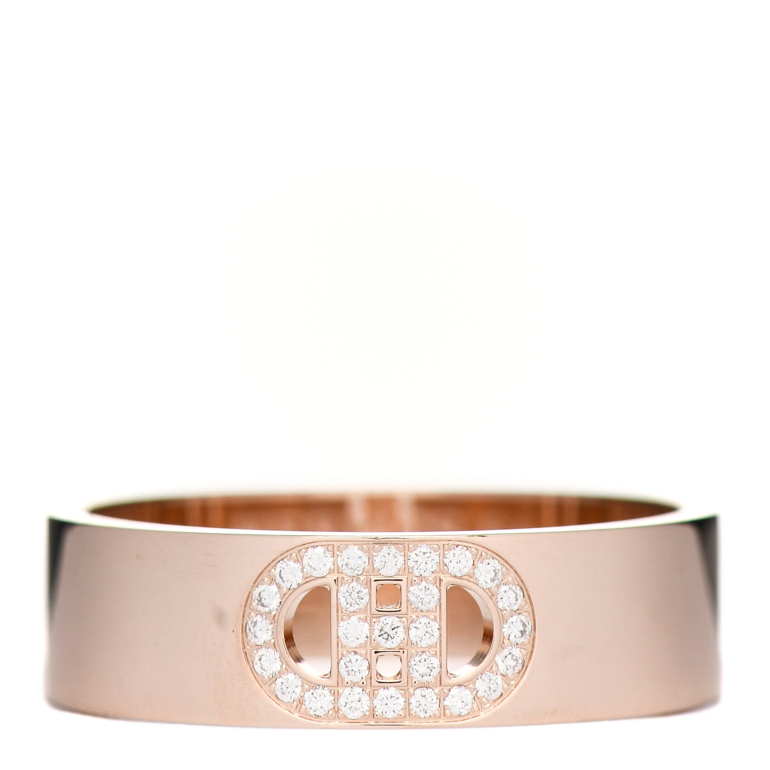 Hermes 18K Rose Gold Diamond PM H D'Ancre Ring 54 6.75 1 of 5