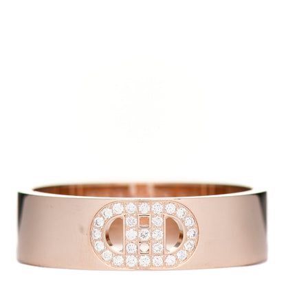 Hermes 18K Rose Gold Diamond PM H D'Ancre Ring 54 6.75 1 of 5