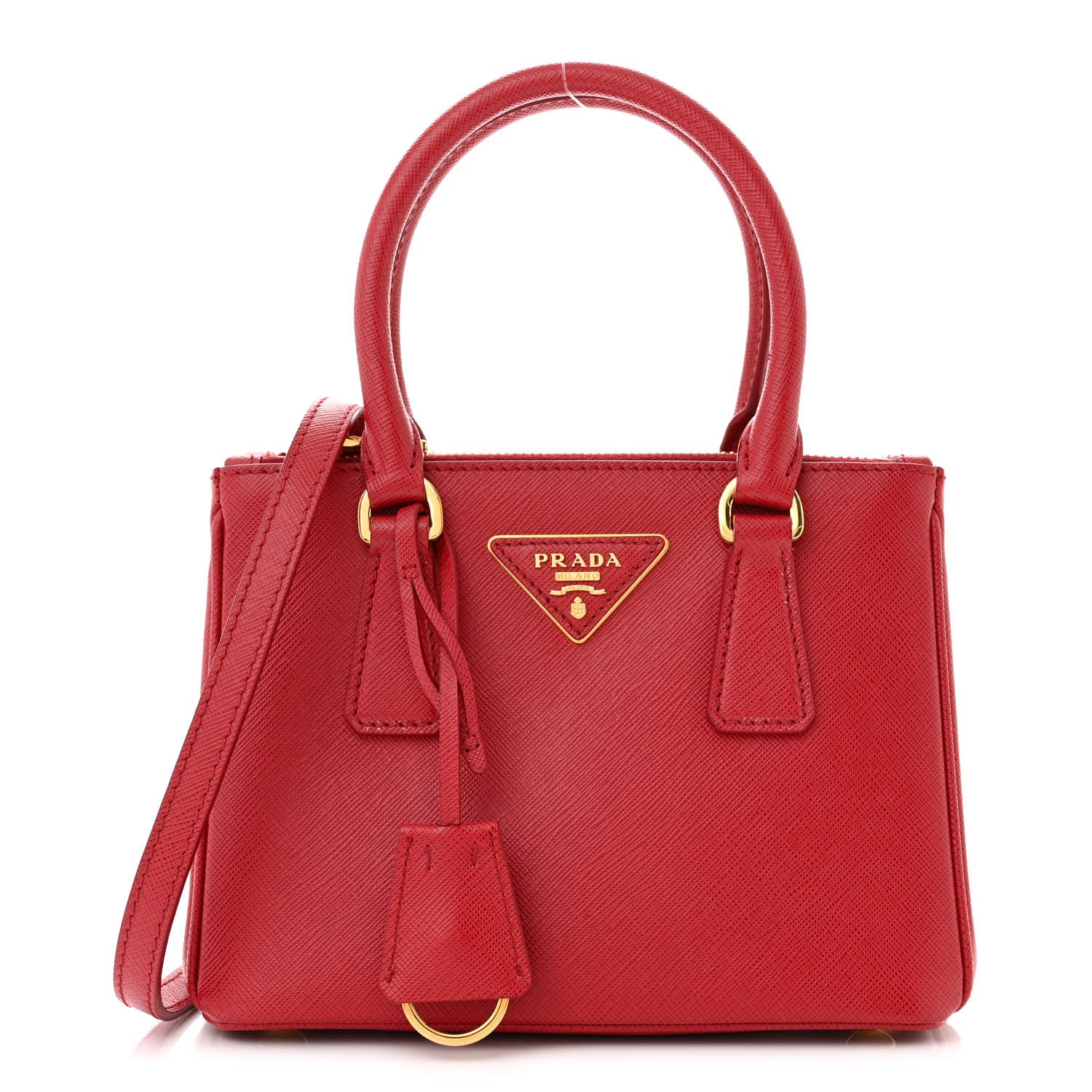 Prada Saffiano Mini Galleria Double Zip Tote Fuoco 1 of 11