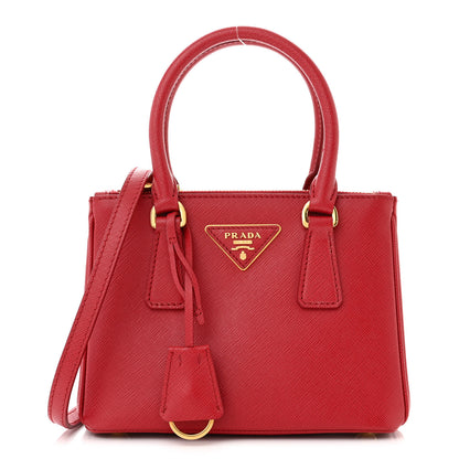 Prada Saffiano Mini Galleria Double Zip Tote Fuoco 1 of 11