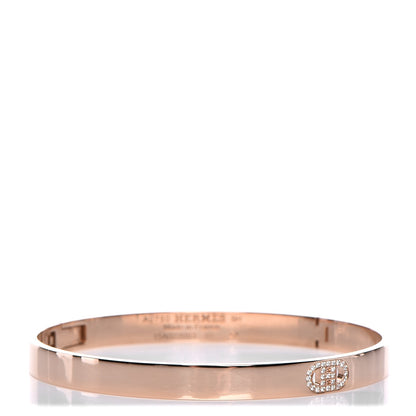 Hermes 18K Rose Gold Diamond PM H D'Ancre Bracelet SH 1 of 7