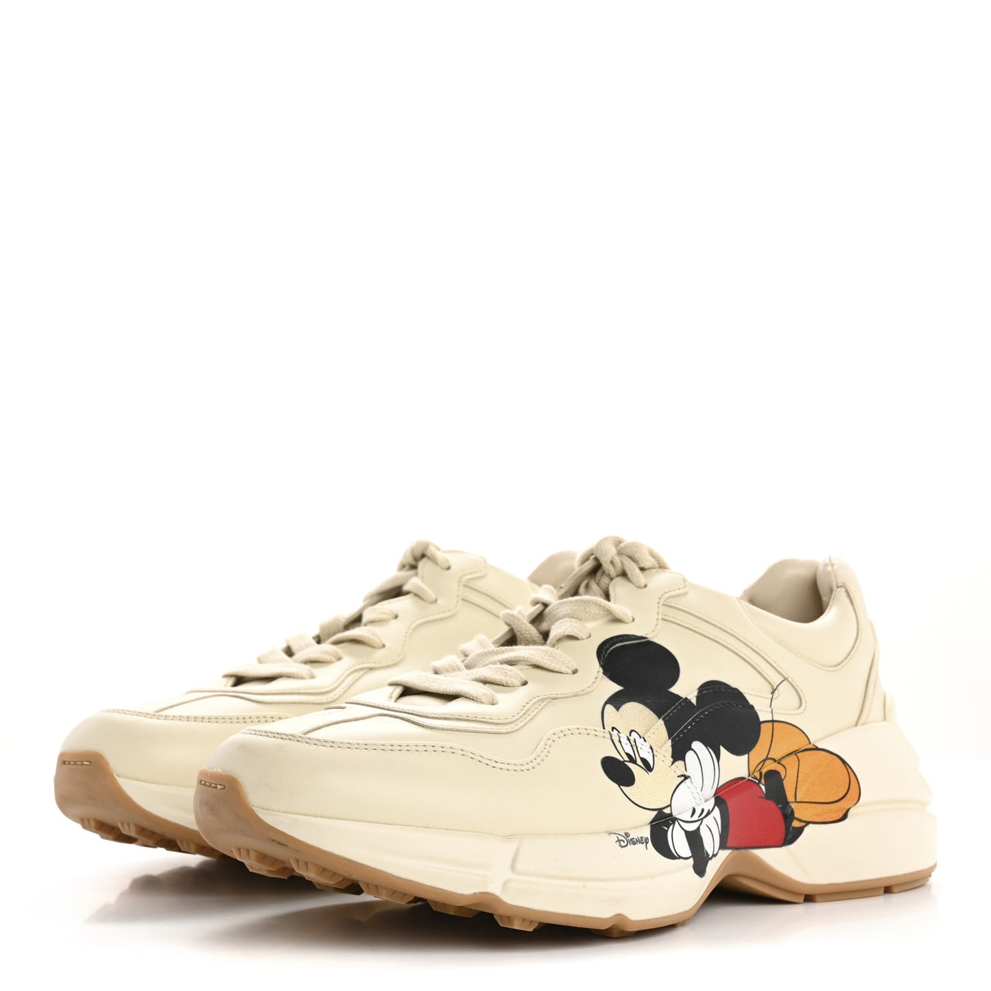 X DISNEY Calfskin Mickey Mouse Womens Rhyton Sneakers 40 Ivory