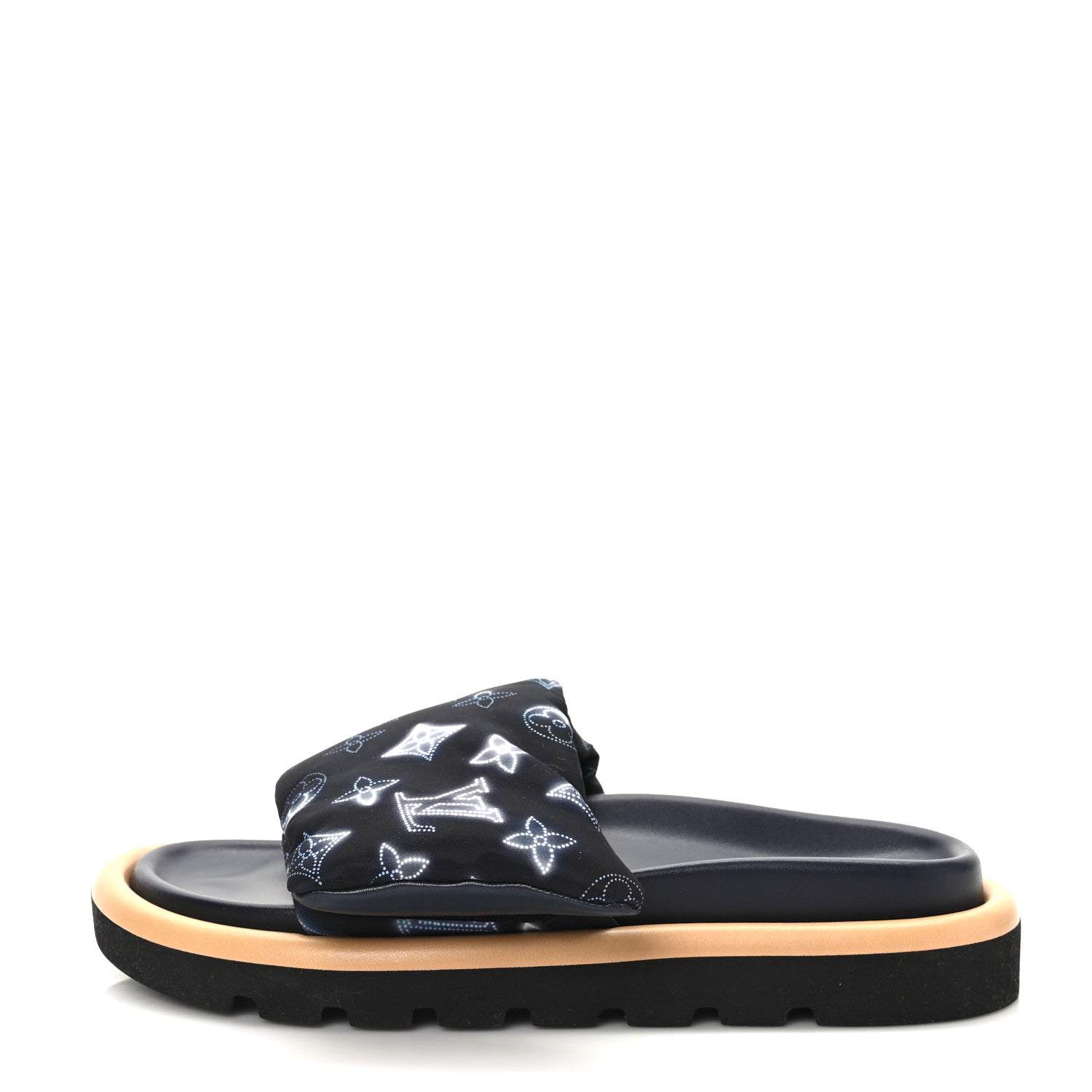 Louis Vuitton Nylon Monogram Womens Pool Pillow Comfort Mules 37 Navy Blue 1 of 8