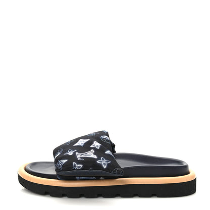 Louis Vuitton Nylon Monogram Womens Pool Pillow Comfort Mules 37 Navy Blue 1 of 8