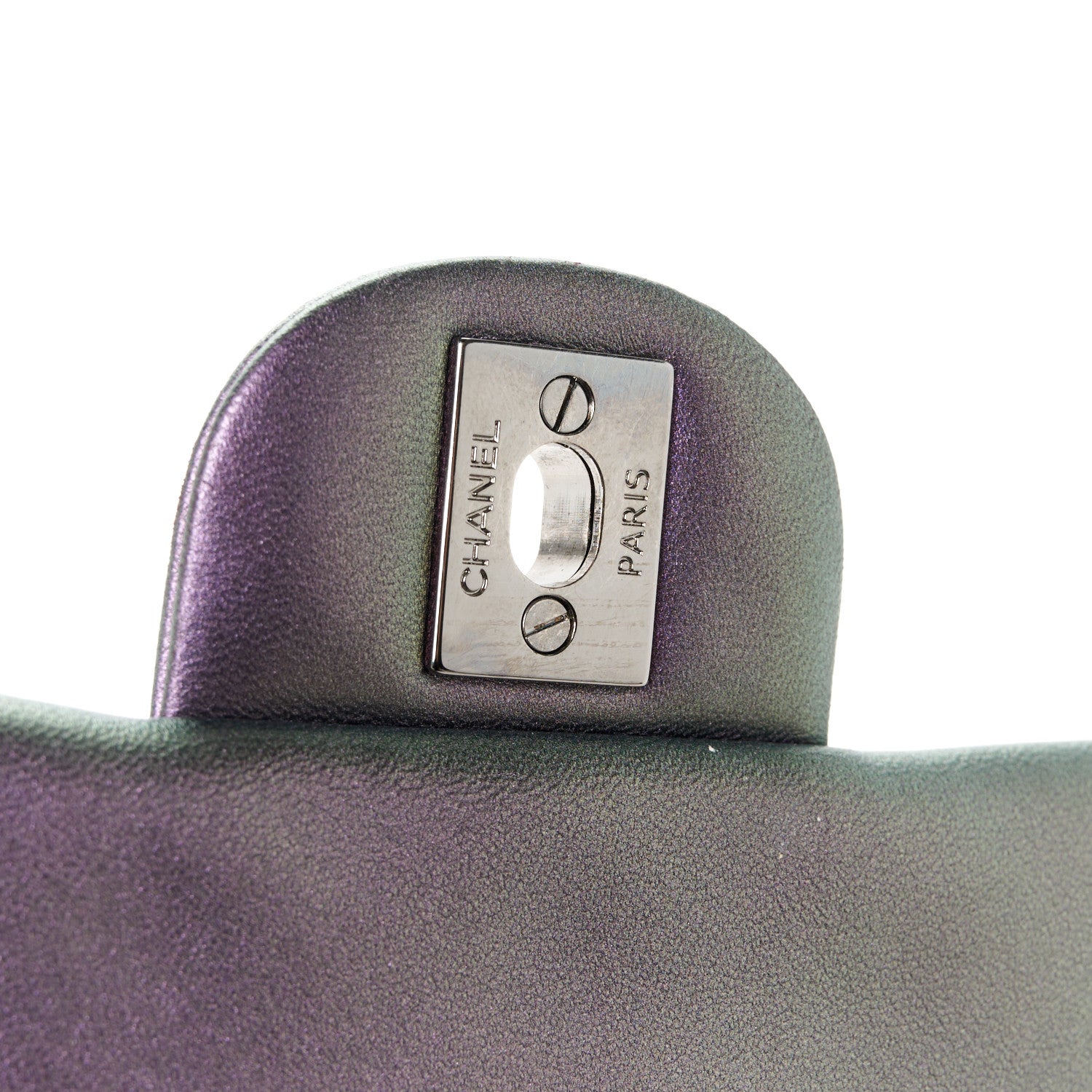 Chanel Iridescent Lambskin Quilted Mini Square Flap Dark Purple 7 of 11