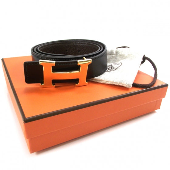 Leather Reversible Constance H Belt 90 Black and Brown