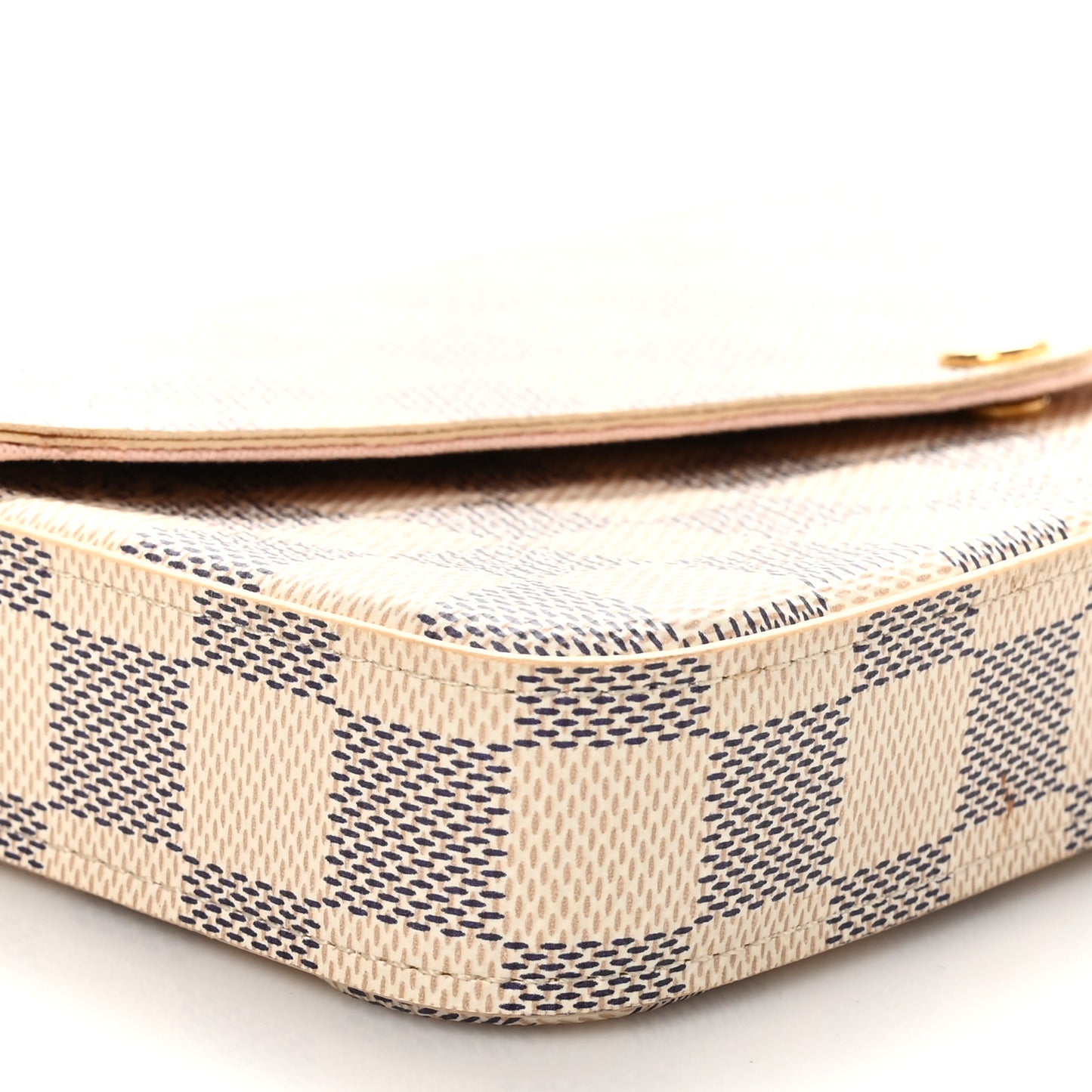 Damier Azur Pochette Felicie Chain Wallet Rose Ballerine