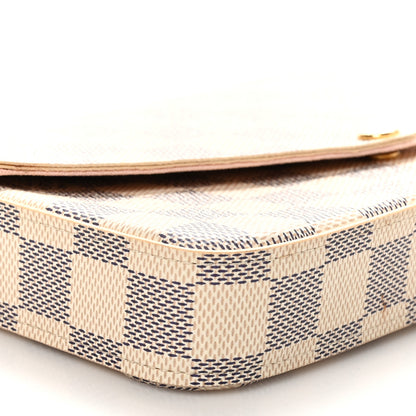Louis Vuitton Damier Azur Pochette Felicie Chain Wallet Rose Ballerine 7 of 9