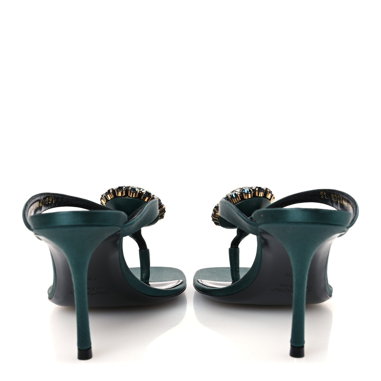 Satin Crystal Bridget Sandals 39.5 Glass Bottle Green