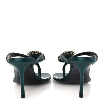 Saint Laurent Satin Crystal Bridget Sandals 39.5 Glass Bottle Green 6 of 11