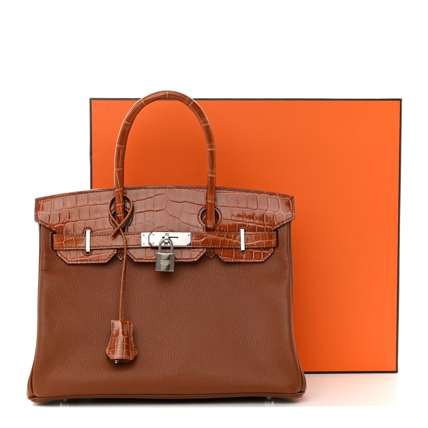 Hermes Chevre Mysore Shiny Niloticus Crocodile Birkin Touch 30 Noisette Etrusque 11 of 11