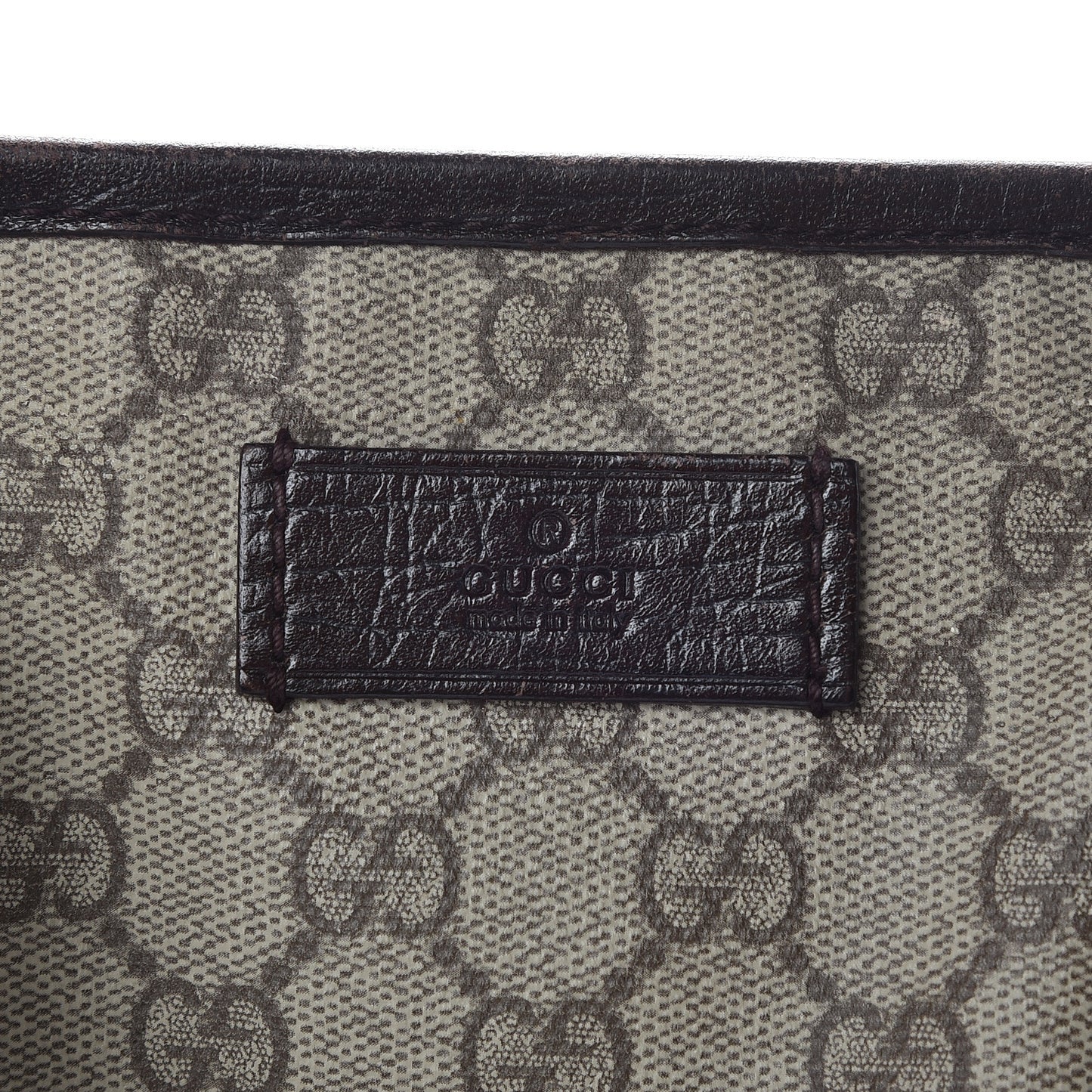 GG Supreme Monogram Medium Zippered Shopping Tote Dark Brown