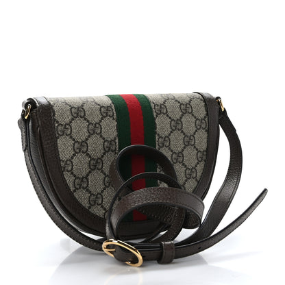 Gucci GG Supreme Monogram Textured Dollar Calfskin Web Mini Ophidia Flap Shoulder Bag Beige Ebony New Acero 3 of 9