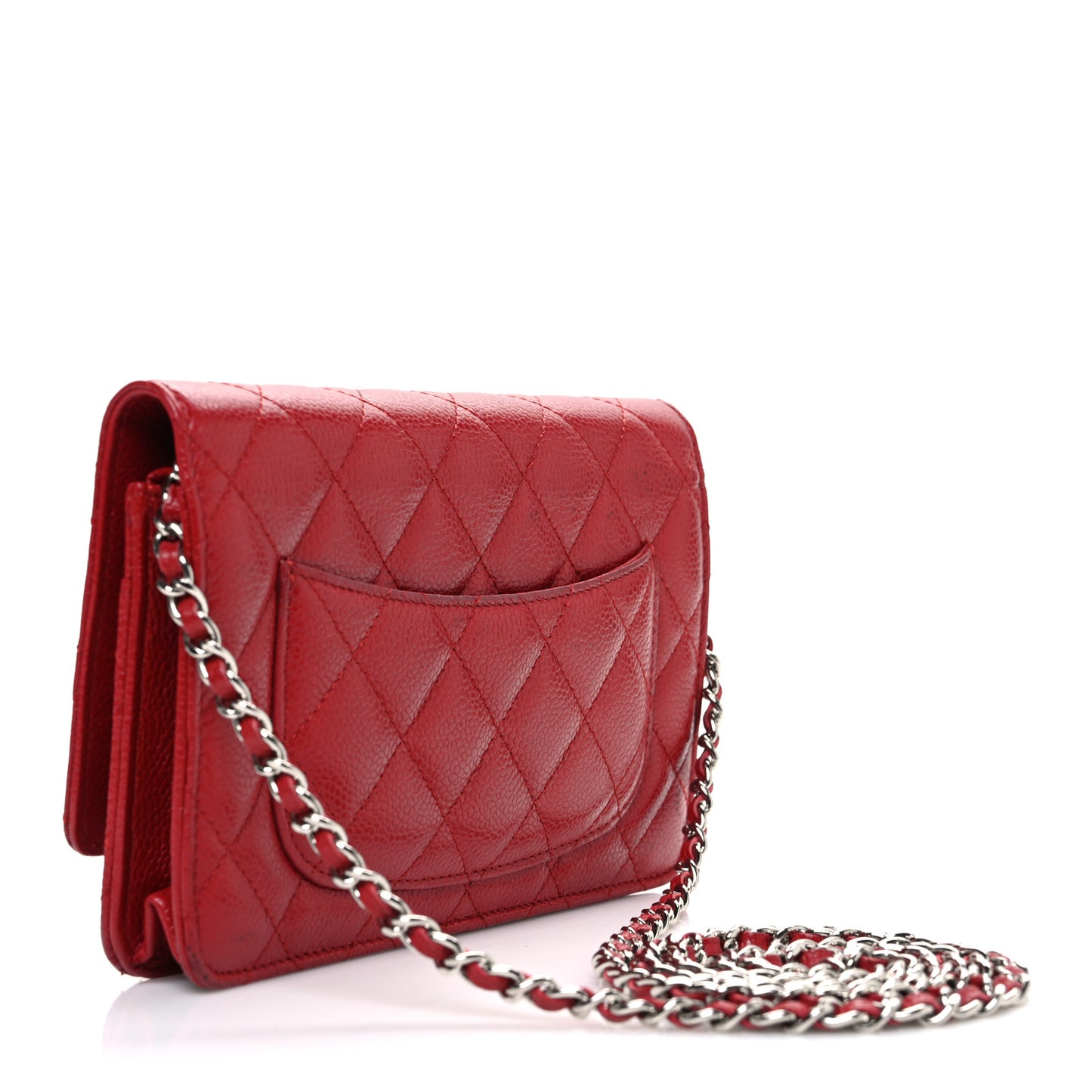 Caviar Quilted Wallet on Chain WOC Red