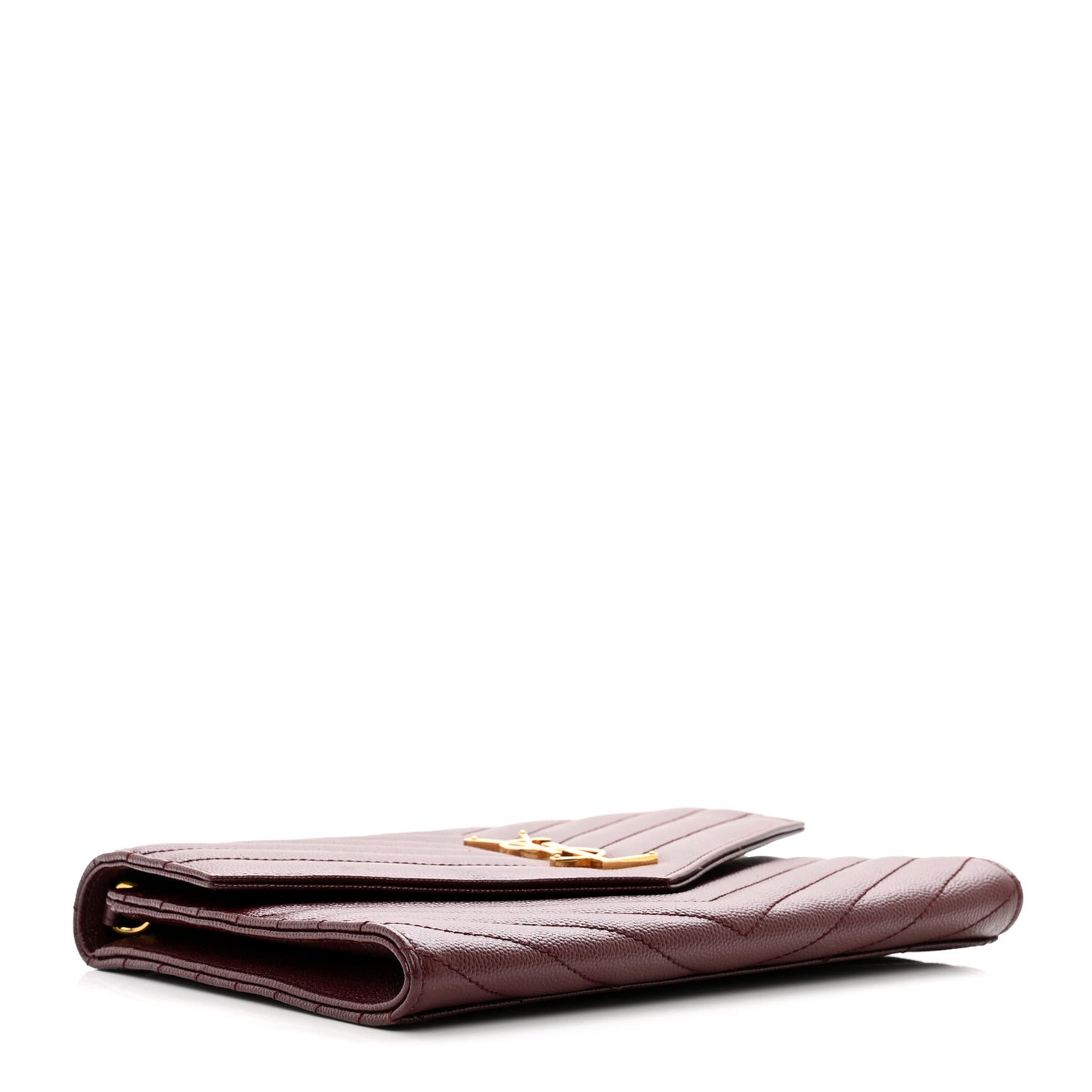 Grain De Poudre Matelasse Chevron Monogram Envelope Clutch Palissandre