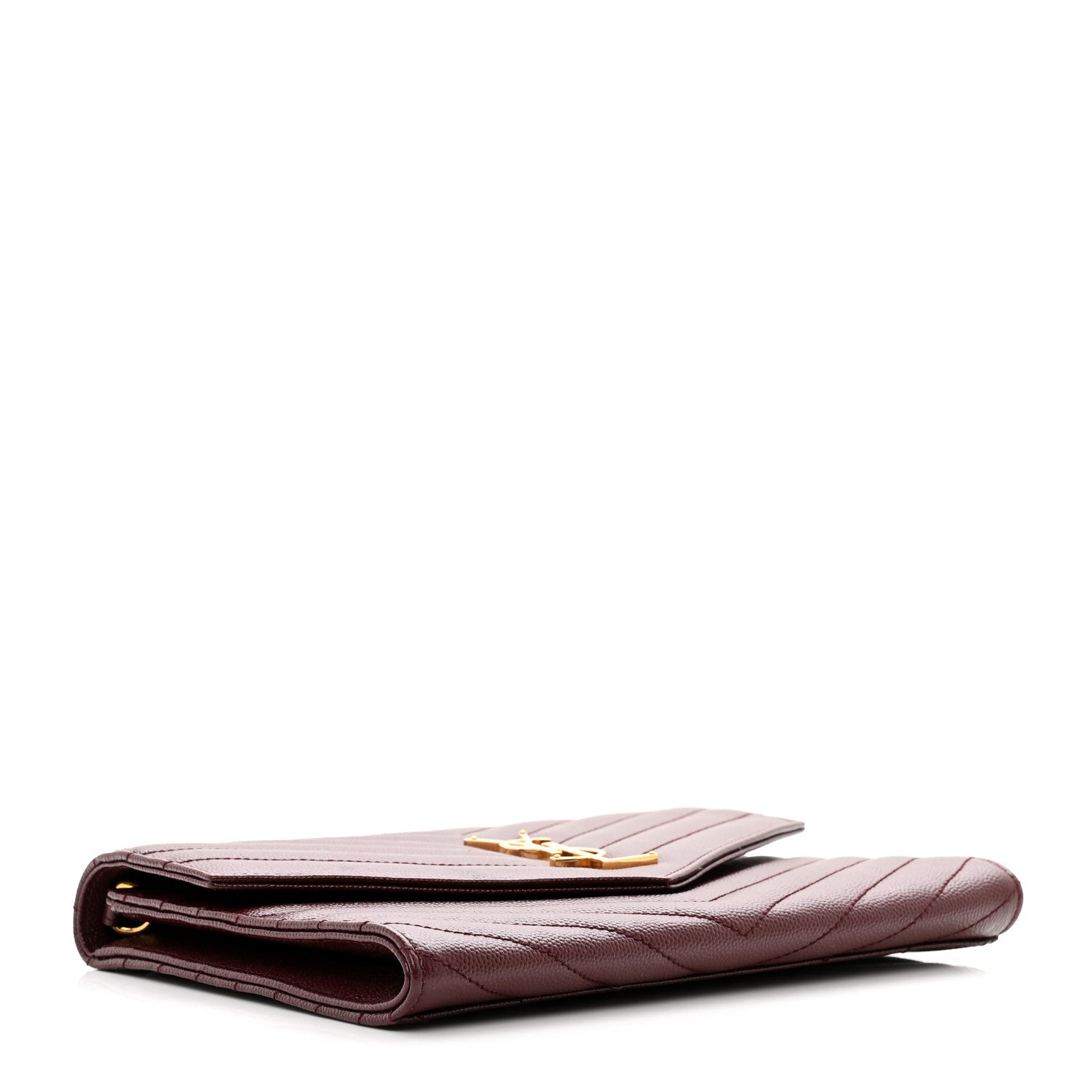Saint Laurent Grain De Poudre Matelasse Chevron Monogram Envelope Clutch Palissandre 4 of 8