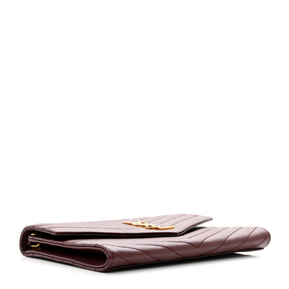 Saint Laurent Grain De Poudre Matelasse Chevron Monogram Envelope Clutch Palissandre 4 of 8