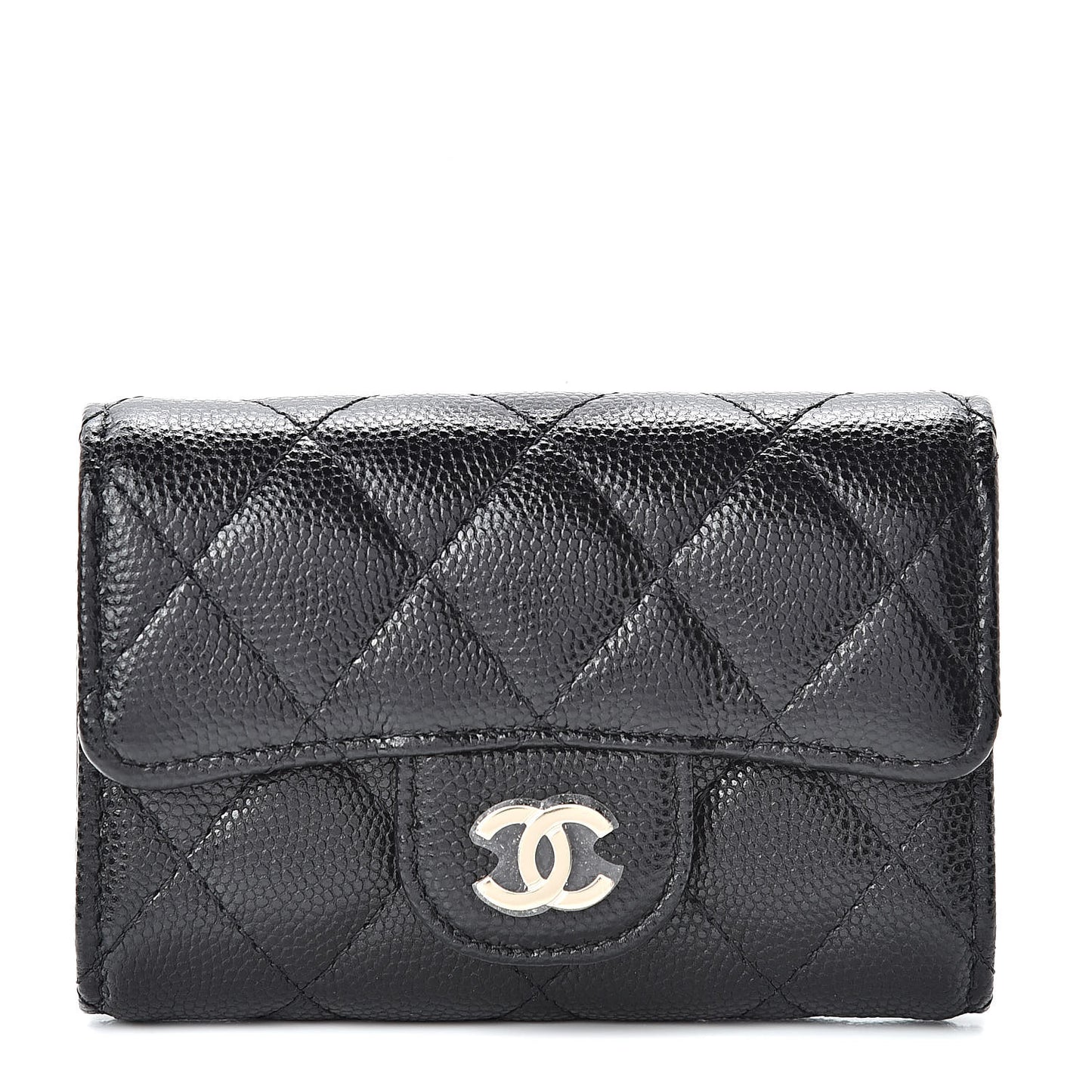 Caviar Quilted Classic 4 Key Holder Wallet Black