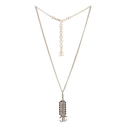 Chanel Enamel CC Logo Necklace Gold Black White 3 of 5