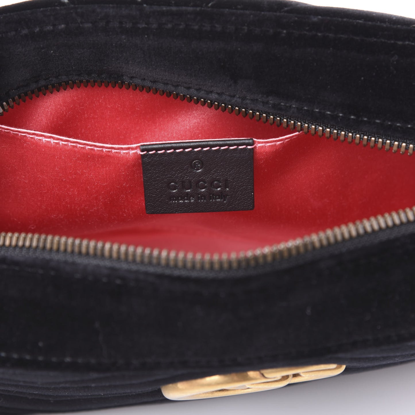 Velvet Matelasse Small GG Marmont Chain Shoulder Bag Black