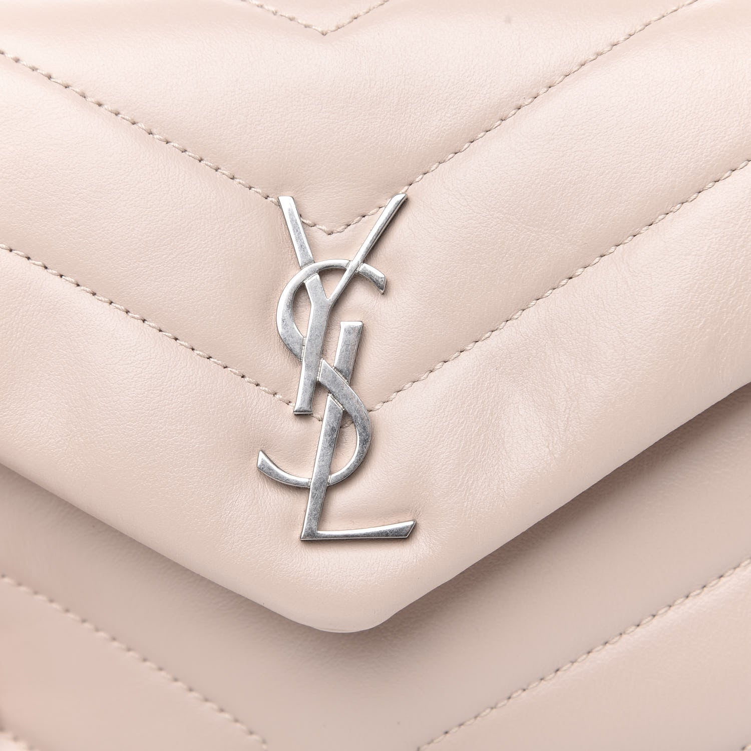 Saint Laurent Calfskin Y Quilted Monogram Toy Loulou Crossbody Bag Marble Pink 9 of 10