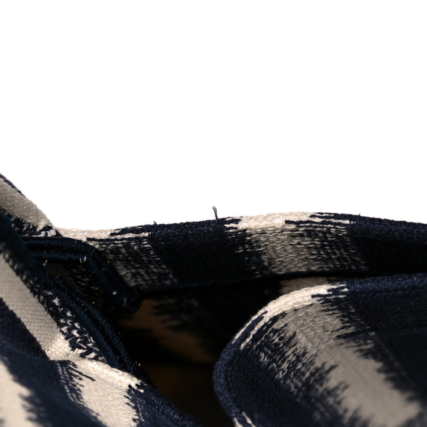 Canvas Embroidered Large Striped Book Tote Navy