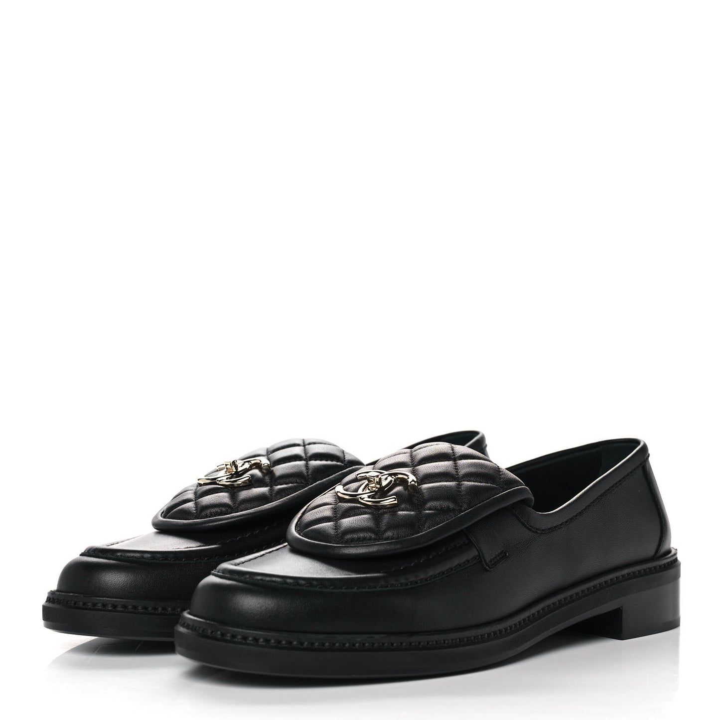 Lambskin Quilted CC Turnlock Loafers 40.5 Black