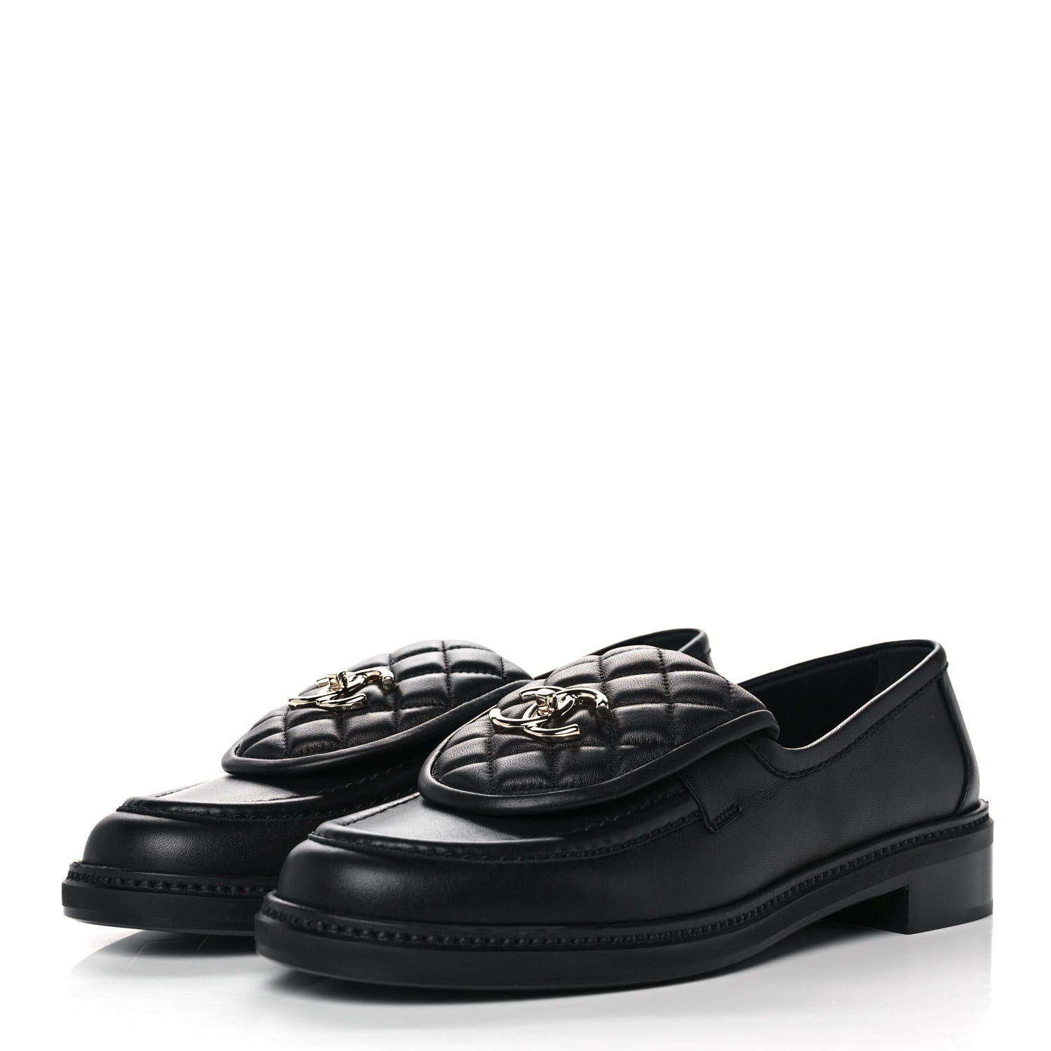 Chanel Lambskin Quilted CC Turnlock Loafers 40.5 Black 3 of 9