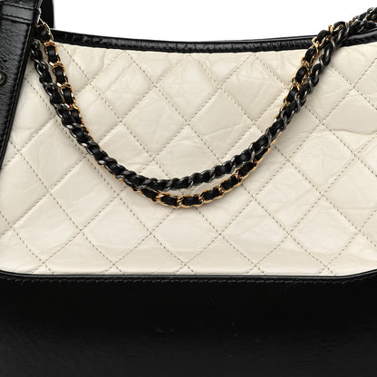 Chanel Aged Calfskin Quilted Medium Gabrielle Hobo Black White 8 of 11