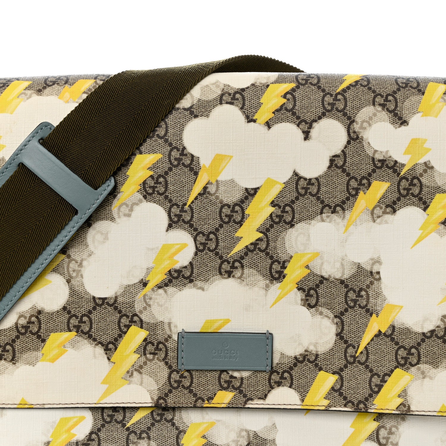 Gucci GG Plus Monogram Lightning Bolt Messenger Diaper Bag Beige 9 of 12