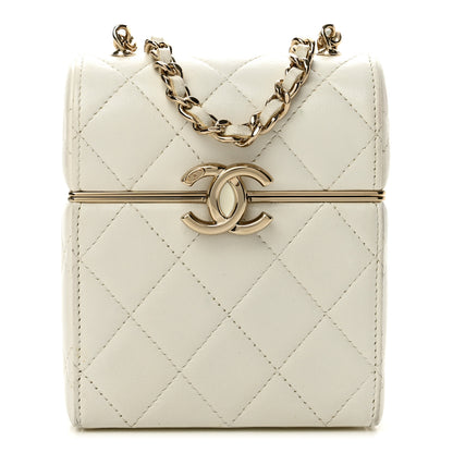 Chanel Lambskin Quilted Small Box With Chain White 1 of 14