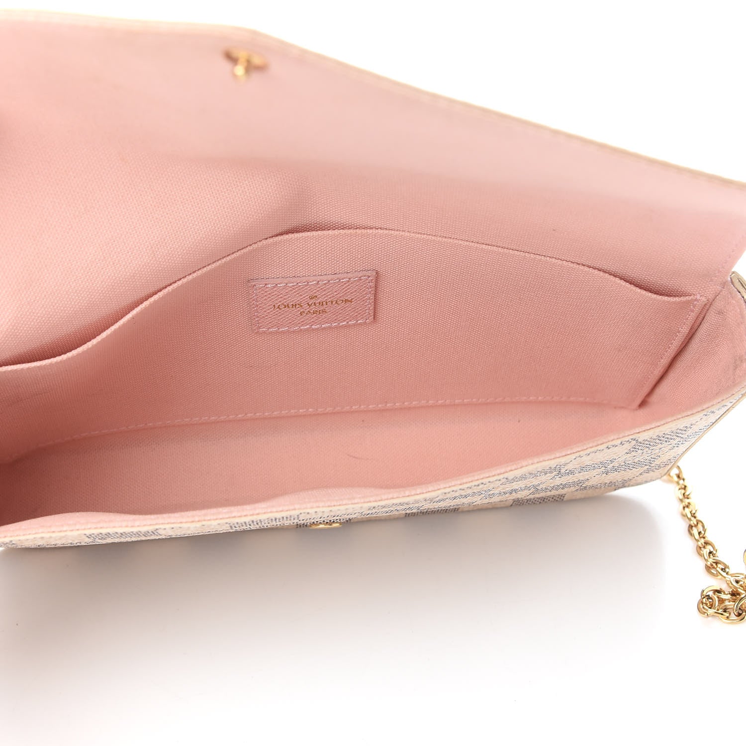 Louis Vuitton Damier Azur Pochette Felicie Chain Wallet Rose Ballerine 5 of 11
