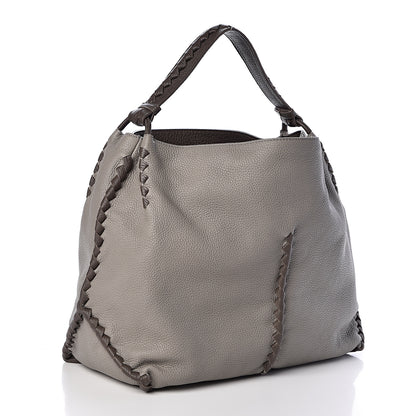 Bottega Veneta Washed Cervo Deerskin Shoulder Bag Dark Cement New Steel 3 of 9