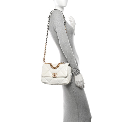 Chanel Shiny Crumpled Calfskin Quilted Medium Chanel 19 Flap White 2 of 10