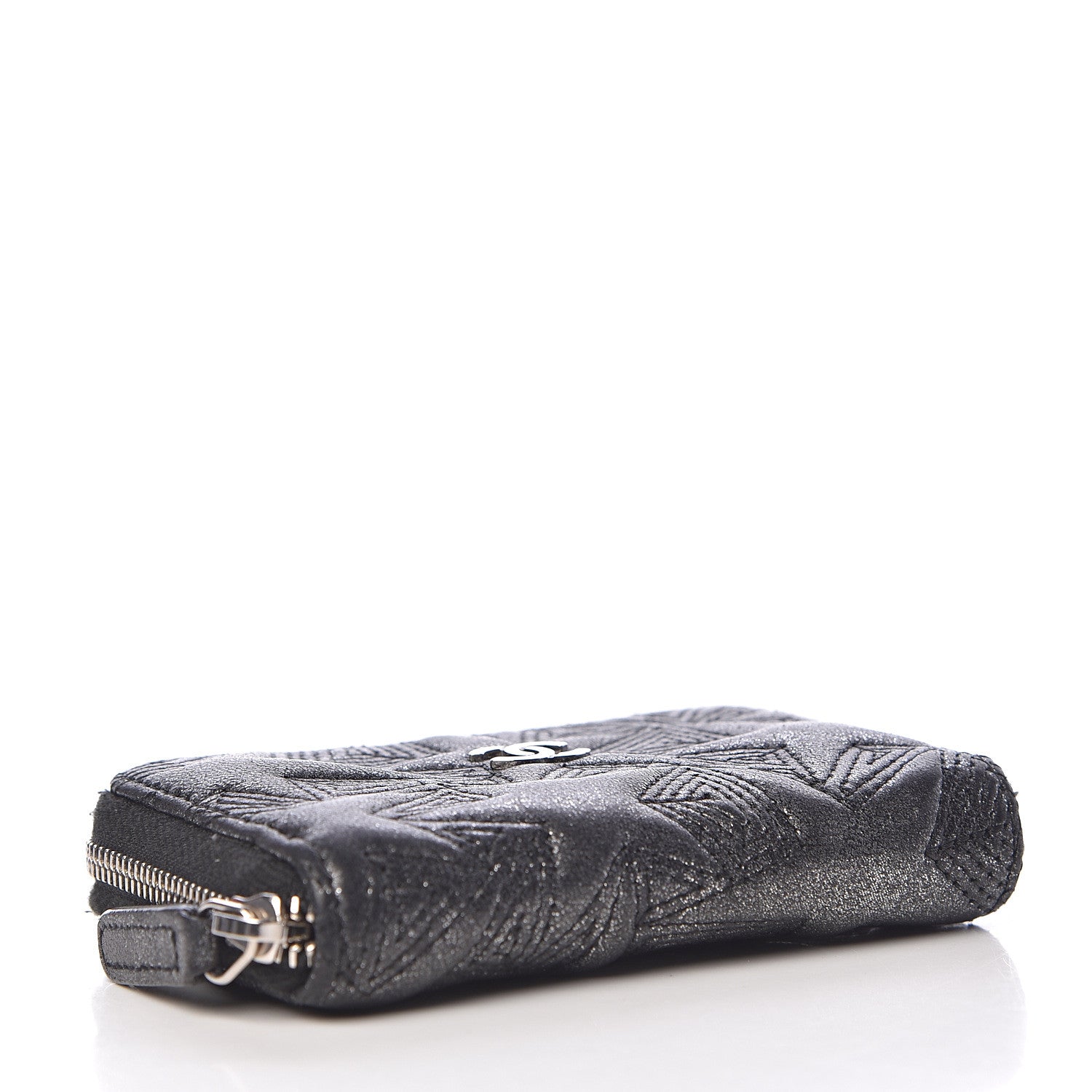Chanel Metallic Lambskin Star Embossed Coin Purse Case Dark Grey 4 of 9