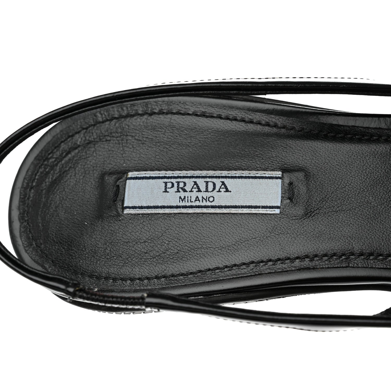 Prada Mesh Nappa Triangle Logo Pointed Toe 45mm Slingback Pumps 38.5 Black 7 of 9