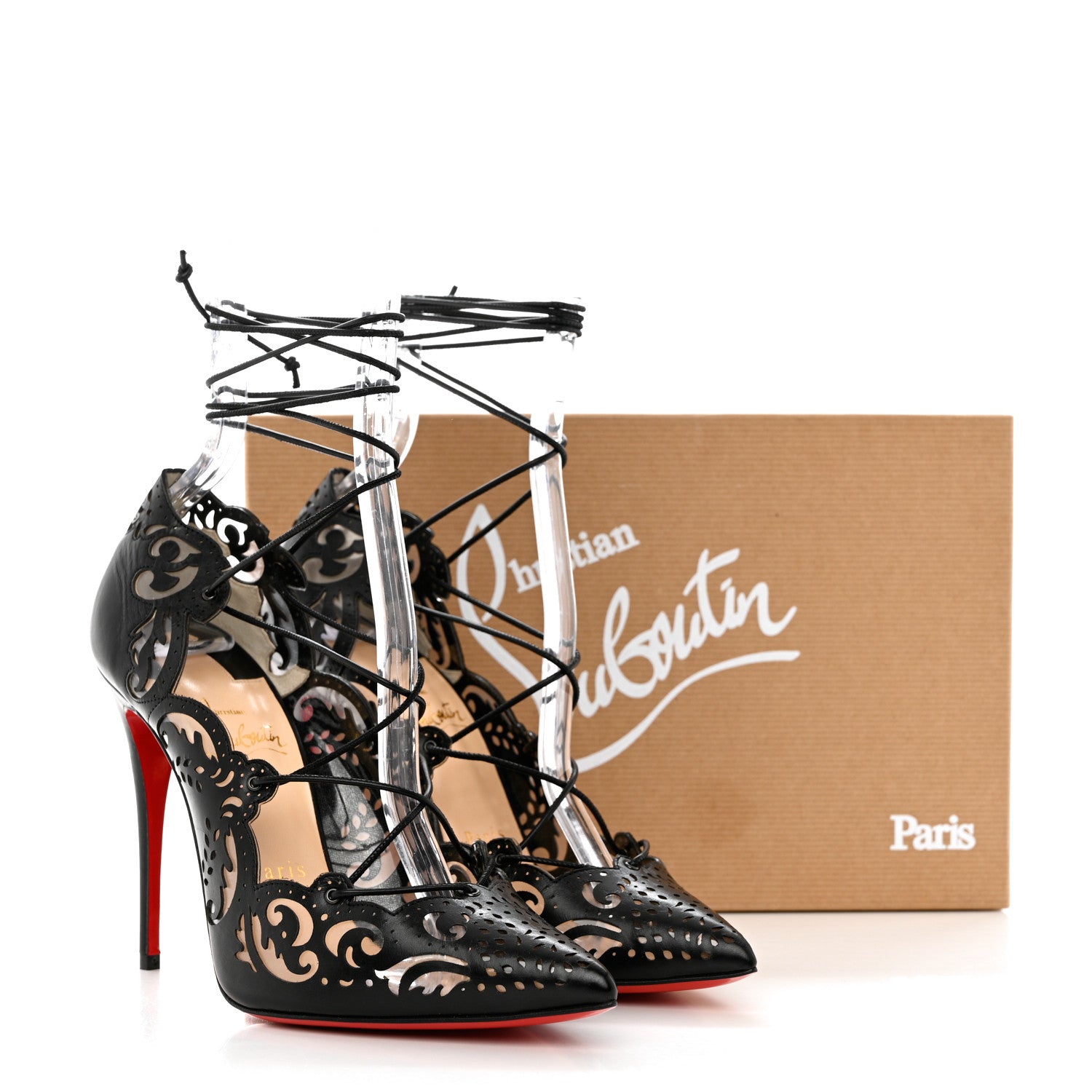Christian Louboutin Calfskin PVC Impera 100 Pumps 38 Black 8 of 8
