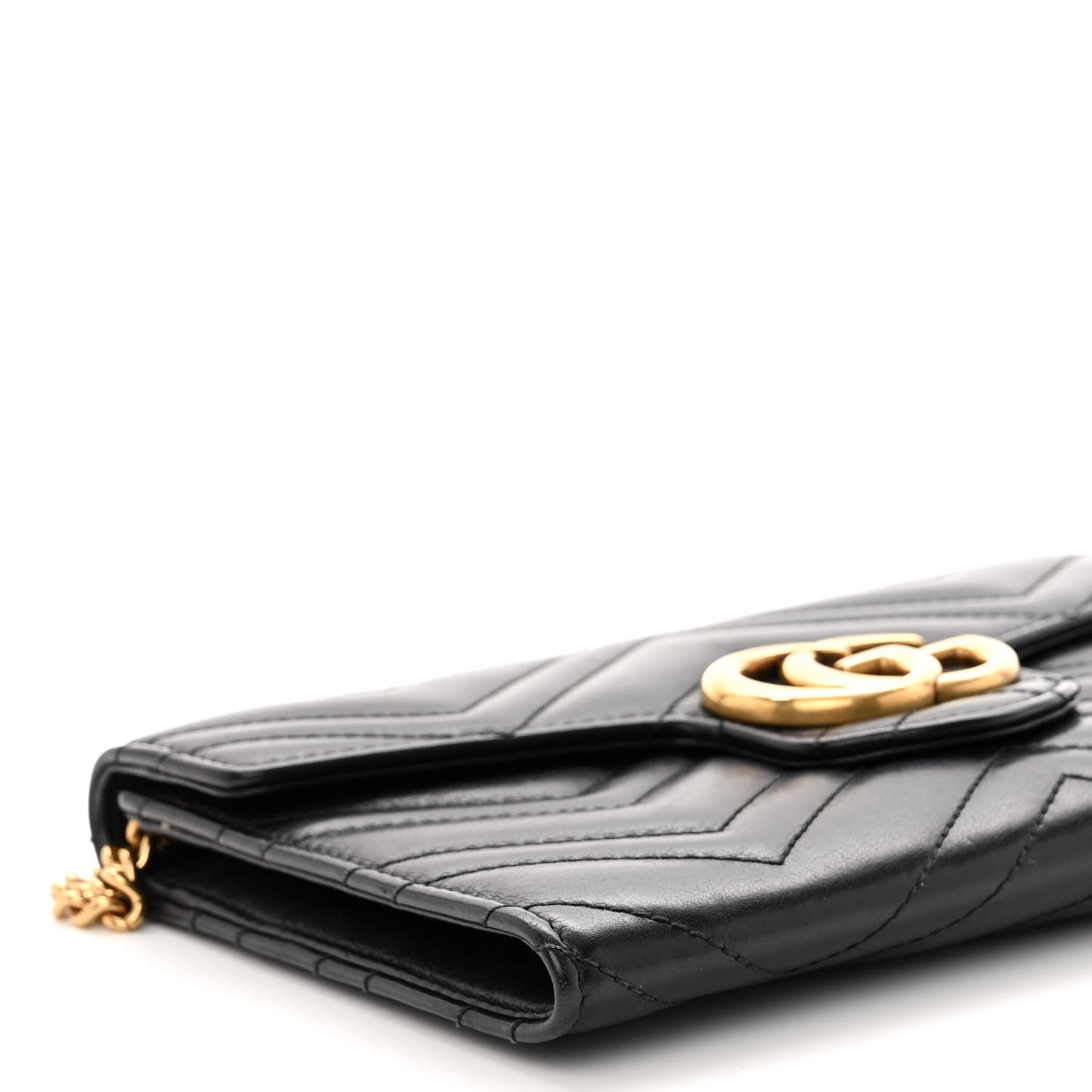 Calfskin Matelasse Mini GG Marmont Chain Wallet Black
